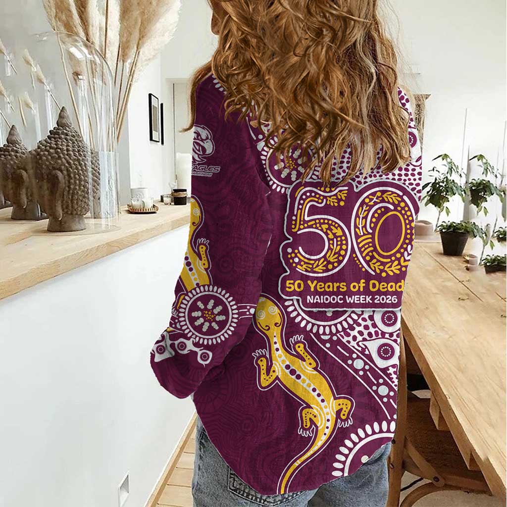 Manly Warringah Sea Eagles NAIDOC Week 2026 Women Casual Shirt Aboriginal Lizard Dot Painting - 50 Years of Deadly