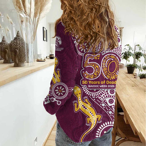 Manly Warringah Sea Eagles NAIDOC Week 2026 Women Casual Shirt Aboriginal Lizard Dot Painting - 50 Years of Deadly