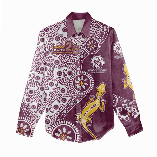 Manly Warringah Sea Eagles NAIDOC Week 2026 Women Casual Shirt Aboriginal Lizard Dot Painting - 50 Years of Deadly