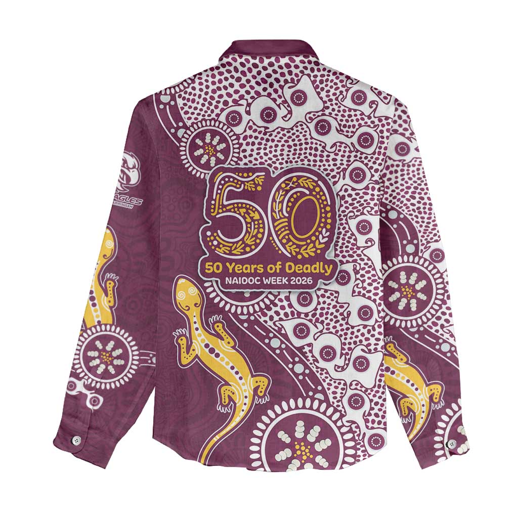 Manly Warringah Sea Eagles NAIDOC Week 2026 Women Casual Shirt Aboriginal Lizard Dot Painting - 50 Years of Deadly