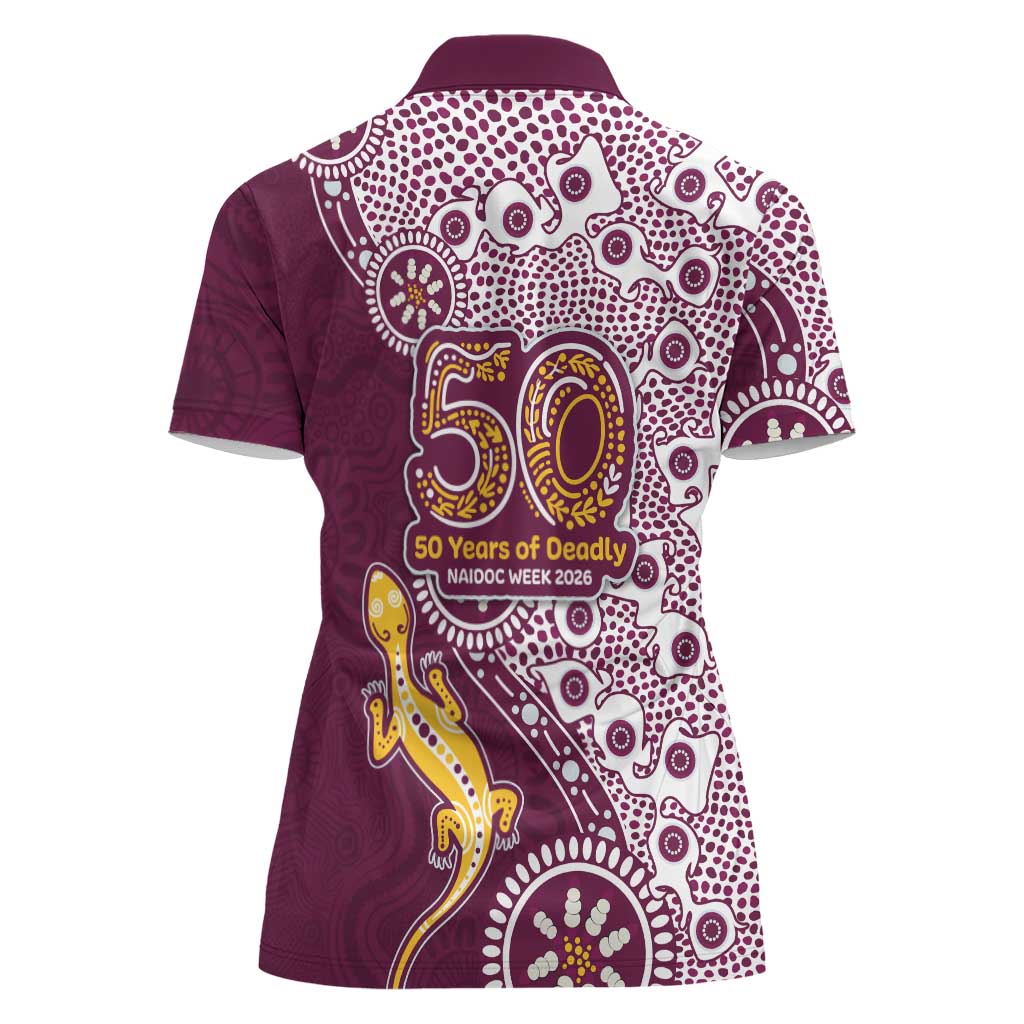 Manly Warringah Sea Eagles NAIDOC Week 2026 Women Polo Shirt Aboriginal Lizard Dot Painting - 50 Years of Deadly