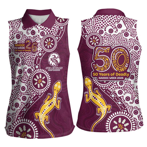 Manly Warringah Sea Eagles NAIDOC Week 2026 Women Sleeveless Polo Shirt Aboriginal Lizard Dot Painting - 50 Years of Deadly