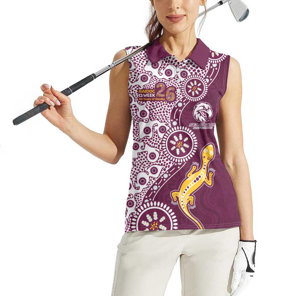 Manly Warringah Sea Eagles NAIDOC Week 2026 Women Sleeveless Polo Shirt Aboriginal Lizard Dot Painting - 50 Years of Deadly
