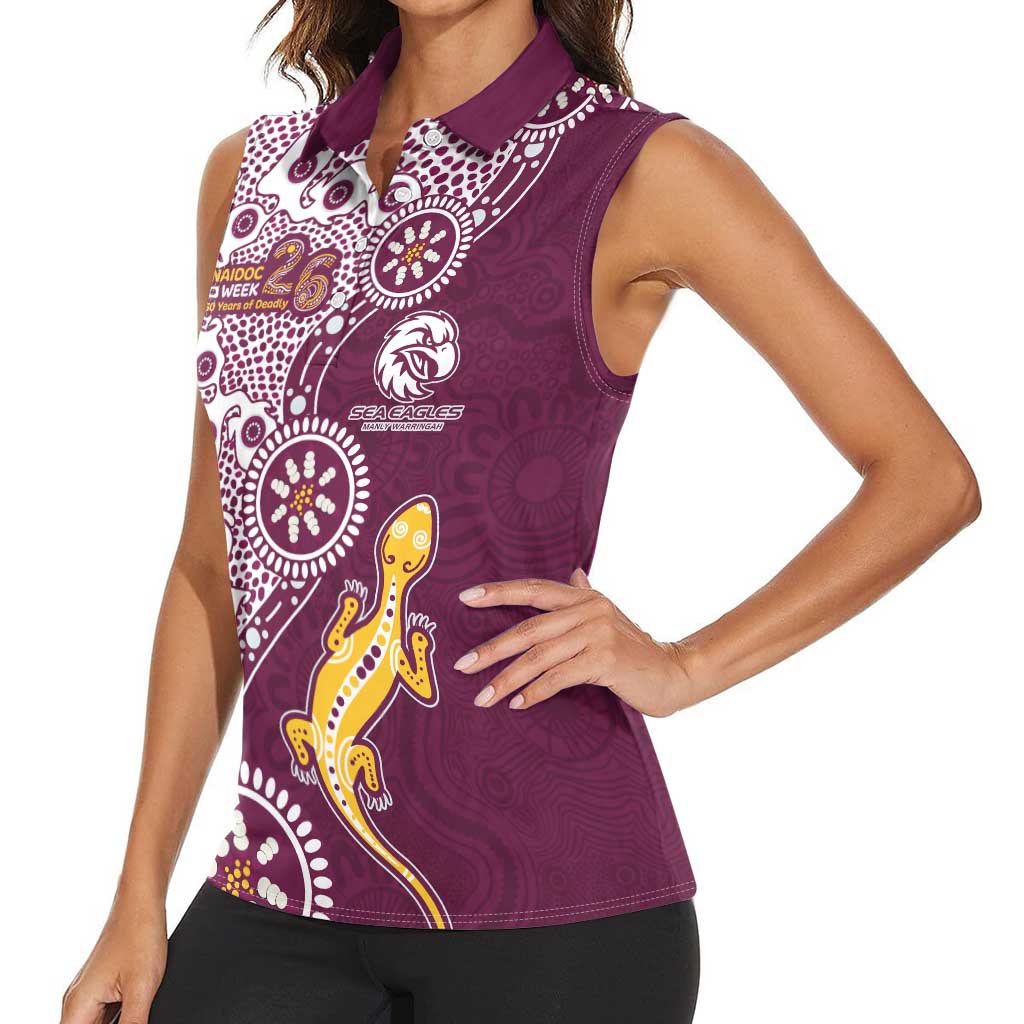 Manly Warringah Sea Eagles NAIDOC Week 2026 Women Sleeveless Polo Shirt Aboriginal Lizard Dot Painting - 50 Years of Deadly