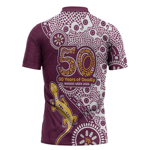 Manly Warringah Sea Eagles NAIDOC Week 2026 Zipper Polo Shirt Aboriginal Lizard Dot Painting - 50 Years of Deadly
