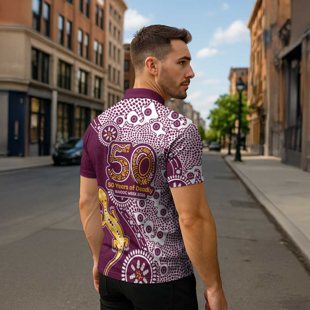 Manly Warringah Sea Eagles NAIDOC Week 2026 Zipper Polo Shirt Aboriginal Lizard Dot Painting - 50 Years of Deadly