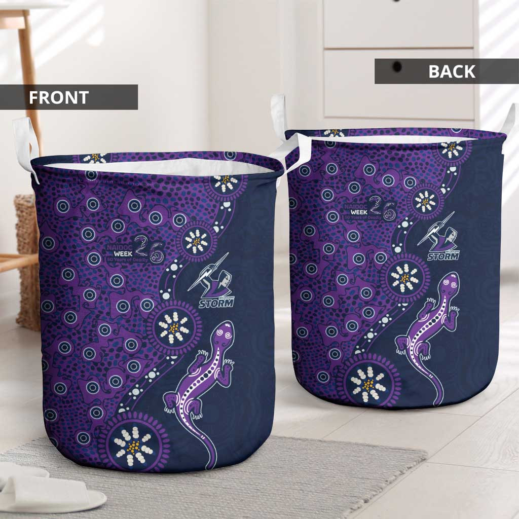 Melbourne Storm NAIDOC Week 2026 Laundry Basket Aboriginal Lizard Dot Painting - 50 Years of Deadly