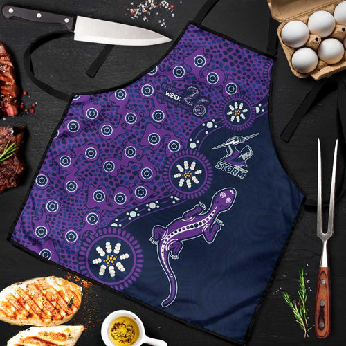 Melbourne Storm NAIDOC Week 2026 Apron Aboriginal Lizard Dot Painting - 50 Years of Deadly
