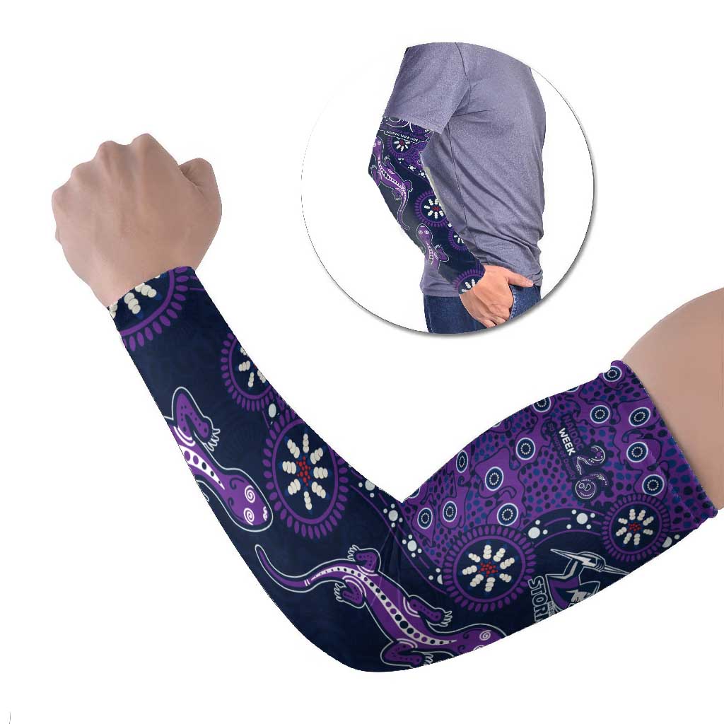 Melbourne Storm NAIDOC Week 2026 Arm Sleeves Aboriginal Lizard Dot Painting - 50 Years of Deadly