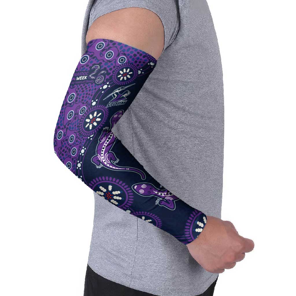 Melbourne Storm NAIDOC Week 2026 Arm Sleeves Aboriginal Lizard Dot Painting - 50 Years of Deadly