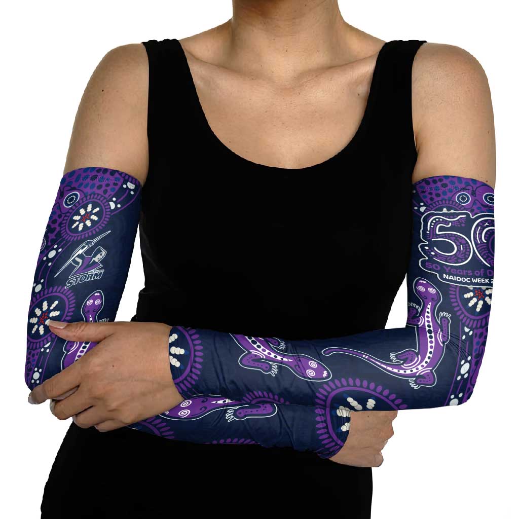 Melbourne Storm NAIDOC Week 2026 Arm Sleeves Aboriginal Lizard Dot Painting - 50 Years of Deadly