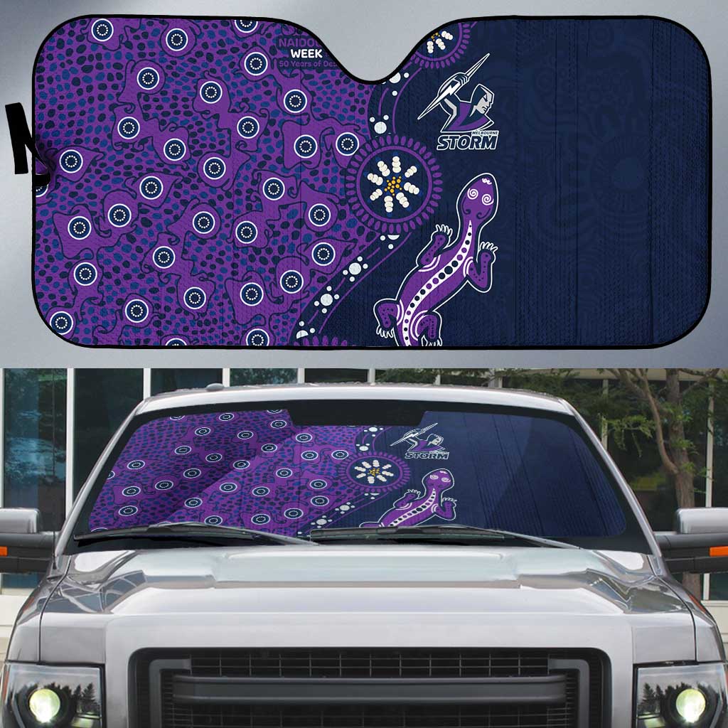 Melbourne Storm NAIDOC Week 2026 Auto Sun Shade Aboriginal Lizard Dot Painting - 50 Years of Deadly