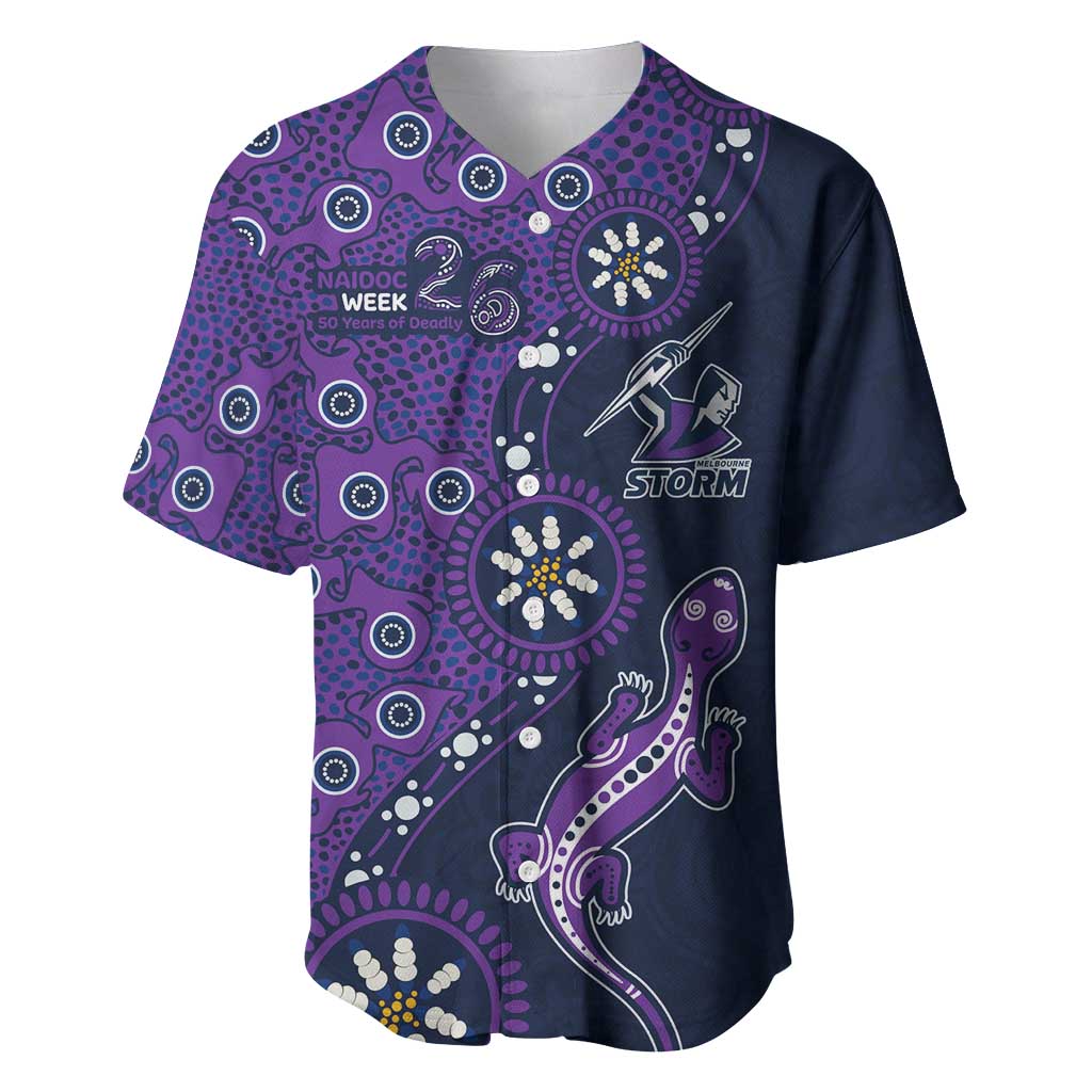 Melbourne Storm NAIDOC Week 2026 Baseball Jersey Aboriginal Lizard Dot Painting - 50 Years of Deadly