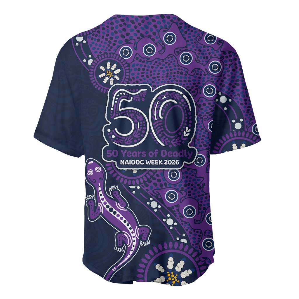 Melbourne Storm NAIDOC Week 2026 Baseball Jersey Aboriginal Lizard Dot Painting - 50 Years of Deadly
