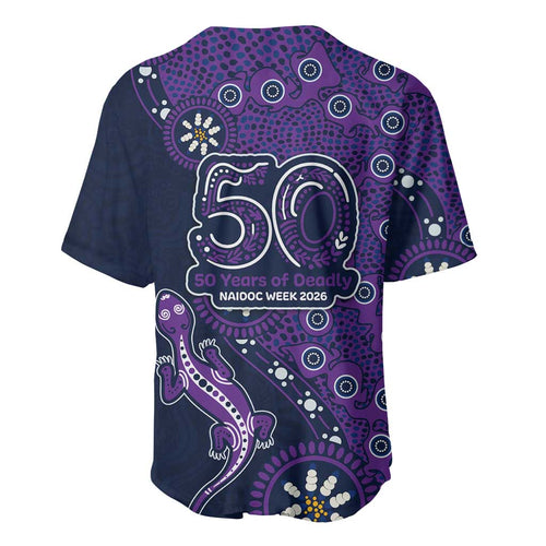 Melbourne Storm NAIDOC Week 2026 Baseball Jersey Aboriginal Lizard Dot Painting - 50 Years of Deadly