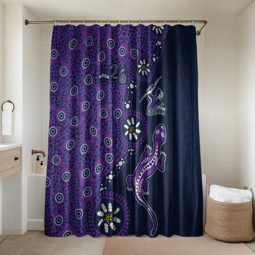 Melbourne Storm NAIDOC Week 2026 Bathroom Set Aboriginal Lizard Dot Painting - 50 Years of Deadly