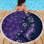 Melbourne Storm NAIDOC Week 2026 Beach Blanket Aboriginal Lizard Dot Painting - 50 Years of Deadly