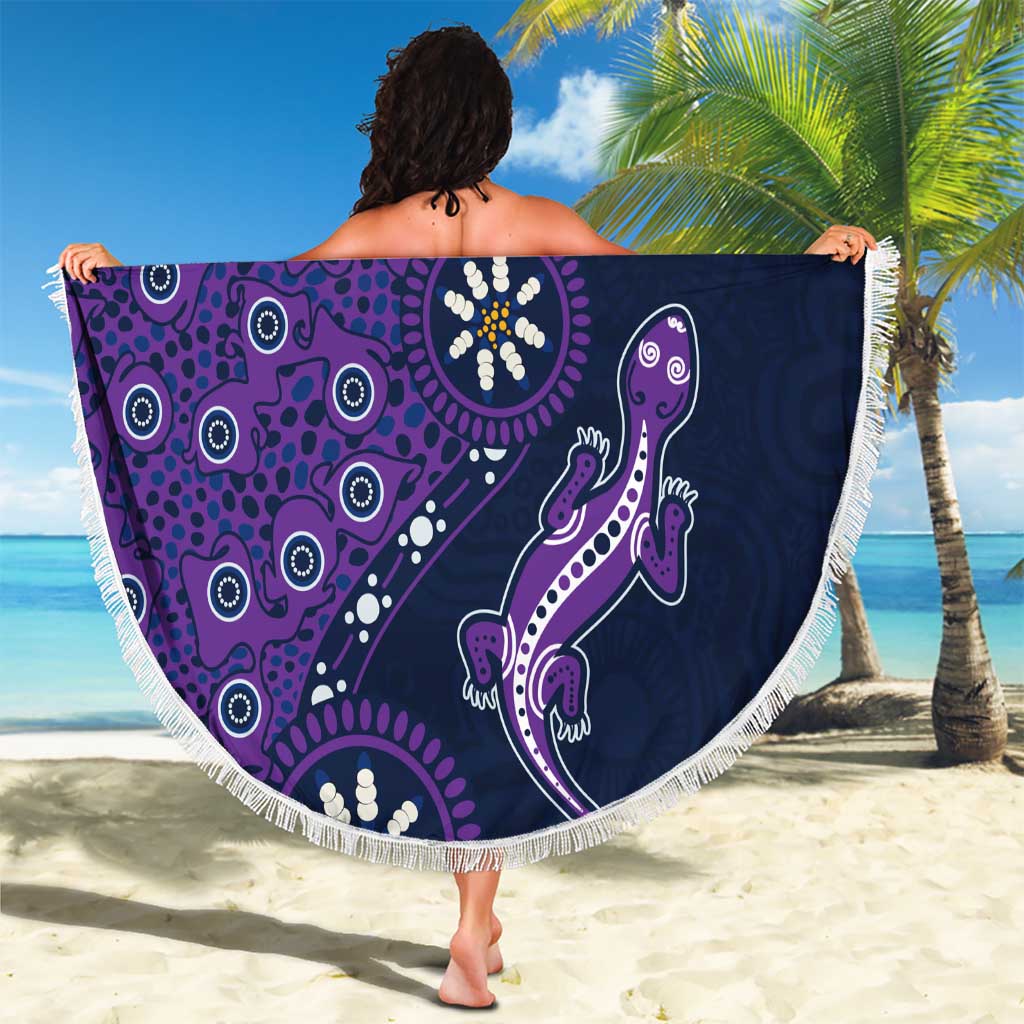 Melbourne Storm NAIDOC Week 2026 Beach Blanket Aboriginal Lizard Dot Painting - 50 Years of Deadly