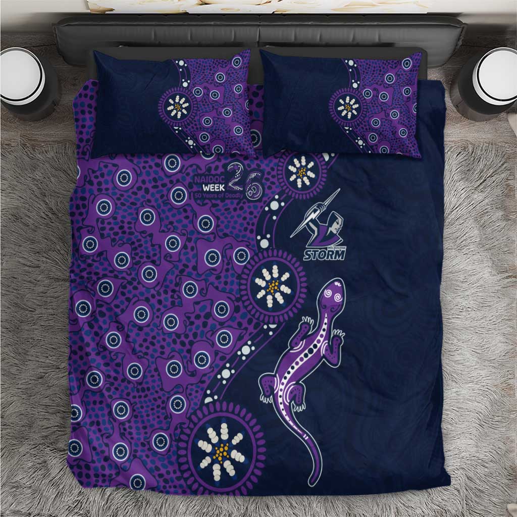 Melbourne Storm NAIDOC Week 2026 Bedding Set Aboriginal Lizard Dot Painting - 50 Years of Deadly