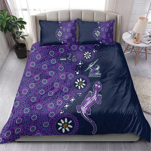 Melbourne Storm NAIDOC Week 2026 Bedding Set Aboriginal Lizard Dot Painting - 50 Years of Deadly