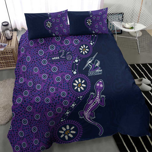 Melbourne Storm NAIDOC Week 2026 Bedding Set Aboriginal Lizard Dot Painting - 50 Years of Deadly