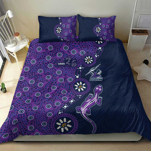Melbourne Storm NAIDOC Week 2026 Bedding Set Aboriginal Lizard Dot Painting - 50 Years of Deadly