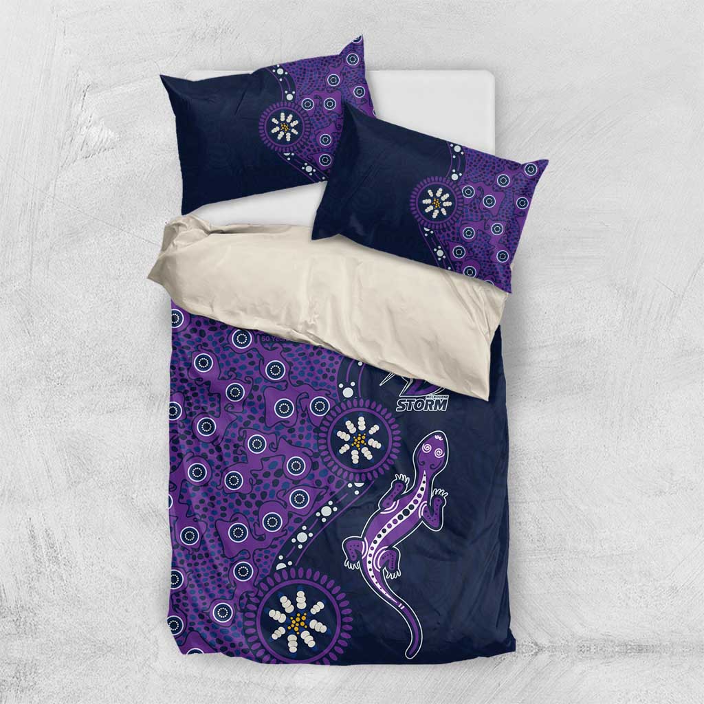 Melbourne Storm NAIDOC Week 2026 Bedding Set Aboriginal Lizard Dot Painting - 50 Years of Deadly