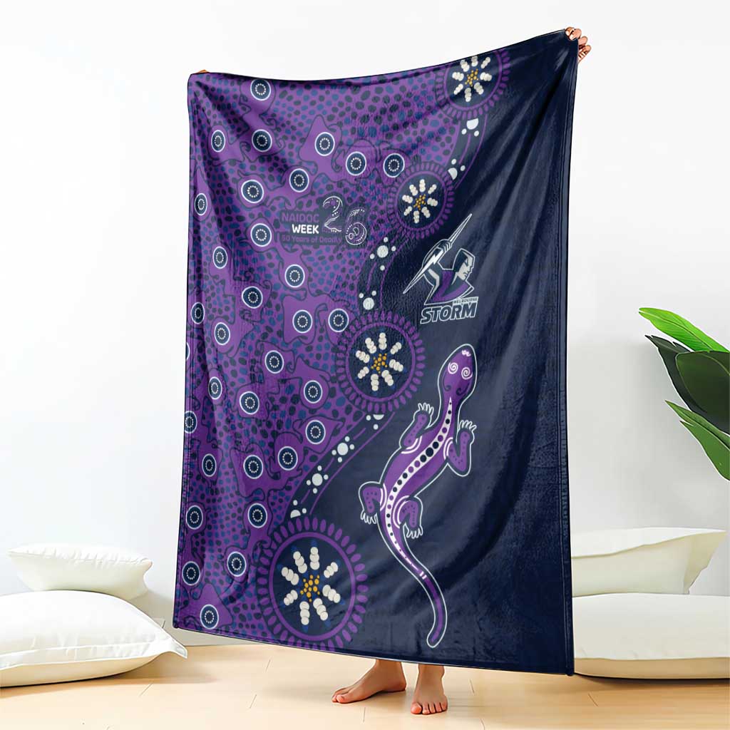 Melbourne Storm NAIDOC Week 2026 Blanket Aboriginal Lizard Dot Painting - 50 Years of Deadly