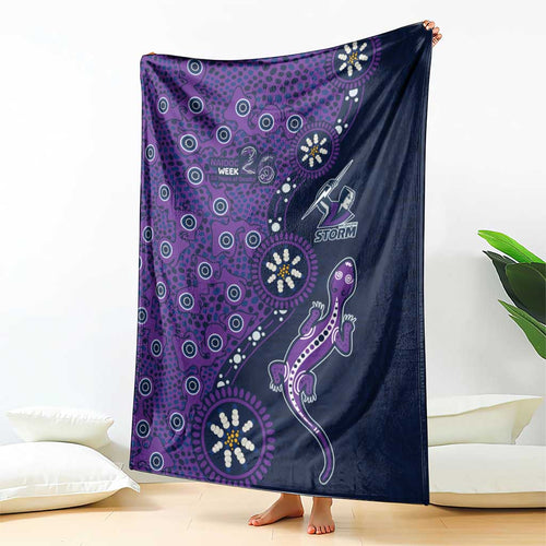 Melbourne Storm NAIDOC Week 2026 Blanket Aboriginal Lizard Dot Painting - 50 Years of Deadly