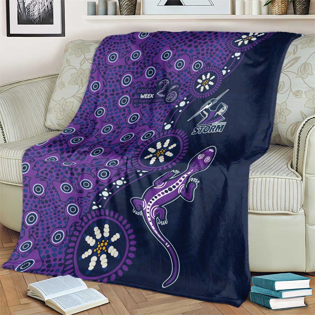 Melbourne Storm NAIDOC Week 2026 Blanket Aboriginal Lizard Dot Painting - 50 Years of Deadly