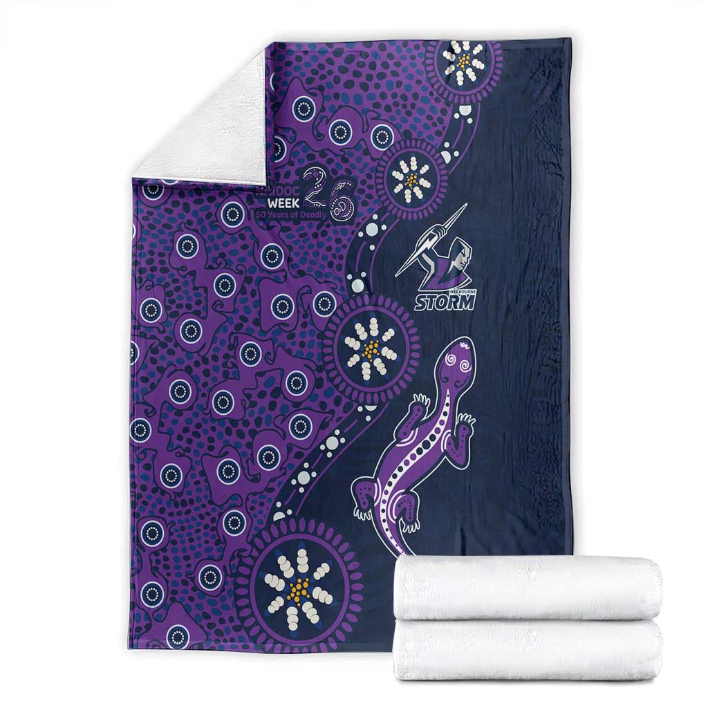 Melbourne Storm NAIDOC Week 2026 Blanket Aboriginal Lizard Dot Painting - 50 Years of Deadly