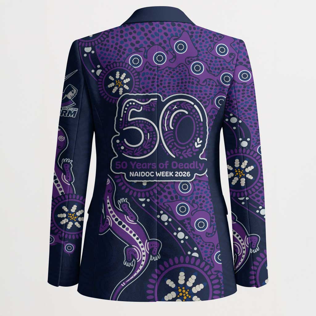 Melbourne Storm NAIDOC Week 2026 Blazer Aboriginal Lizard Dot Painting - 50 Years of Deadly