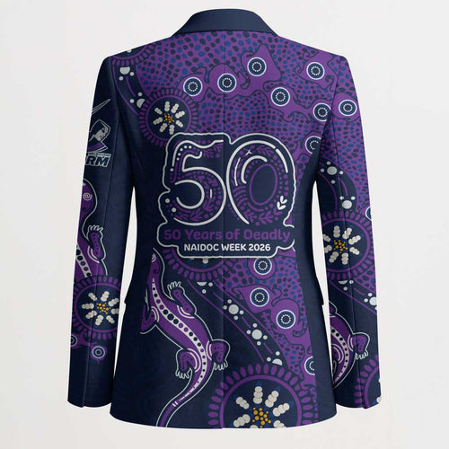 Melbourne Storm NAIDOC Week 2026 Blazer Aboriginal Lizard Dot Painting - 50 Years of Deadly