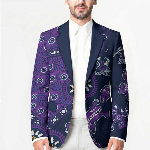 Melbourne Storm NAIDOC Week 2026 Blazer Aboriginal Lizard Dot Painting - 50 Years of Deadly