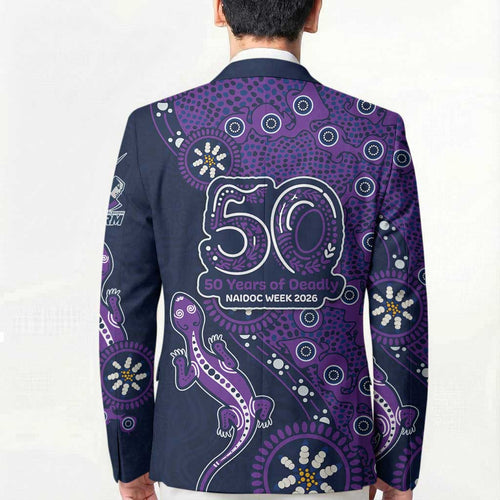 Melbourne Storm NAIDOC Week 2026 Blazer Aboriginal Lizard Dot Painting - 50 Years of Deadly