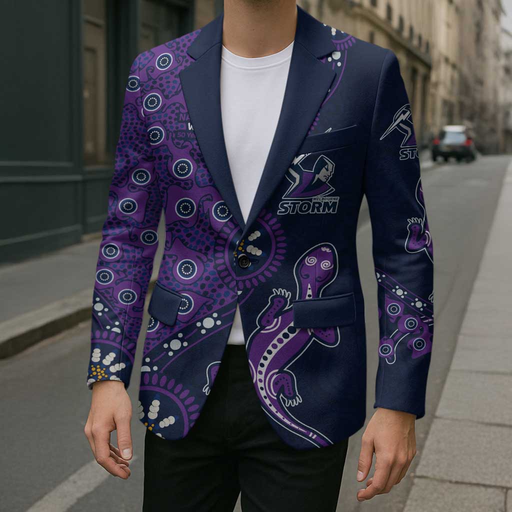 Melbourne Storm NAIDOC Week 2026 Blazer Aboriginal Lizard Dot Painting - 50 Years of Deadly