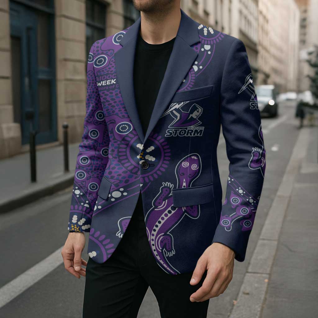 Melbourne Storm NAIDOC Week 2026 Blazer Aboriginal Lizard Dot Painting - 50 Years of Deadly
