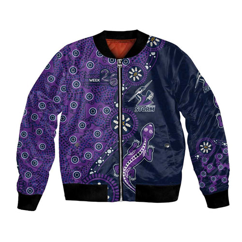 Melbourne Storm NAIDOC Week 2026 Bomber Jacket Aboriginal Lizard Dot Painting - 50 Years of Deadly