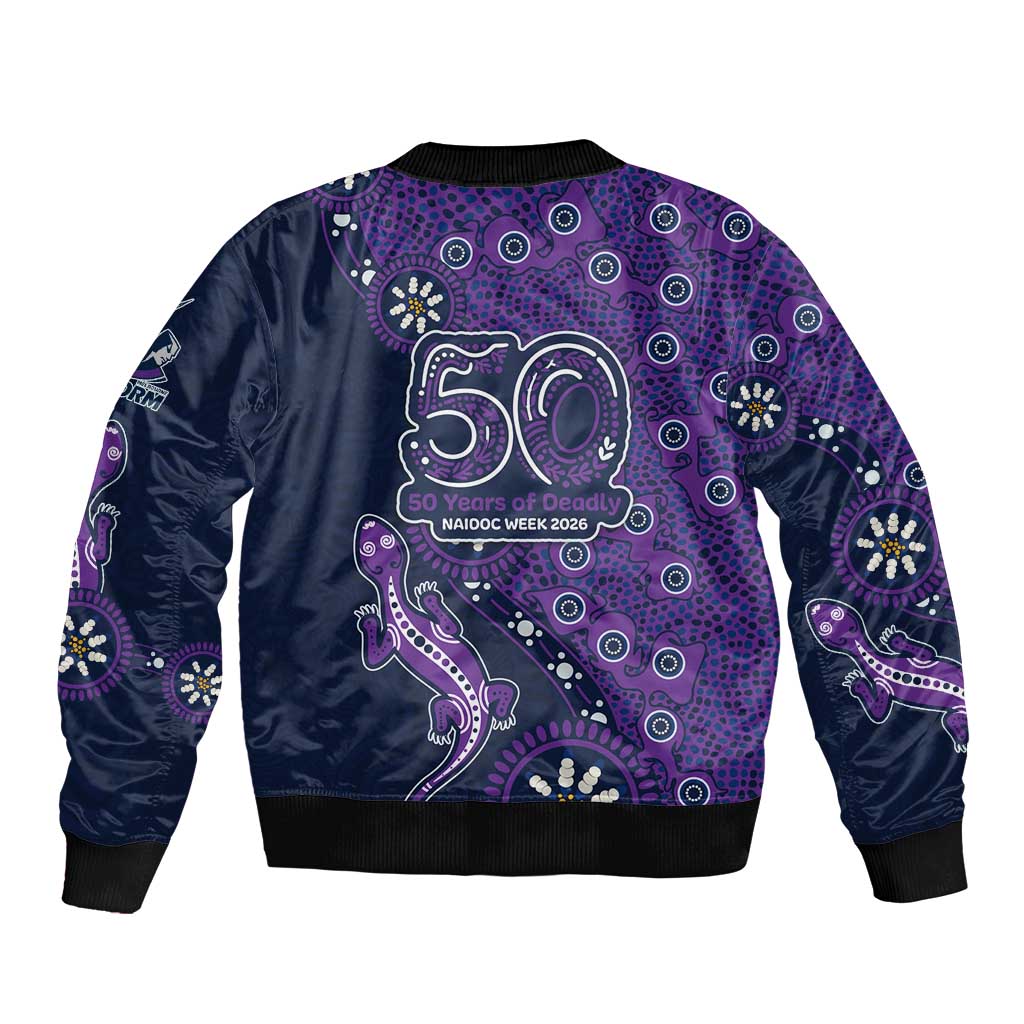 Melbourne Storm NAIDOC Week 2026 Bomber Jacket Aboriginal Lizard Dot Painting - 50 Years of Deadly