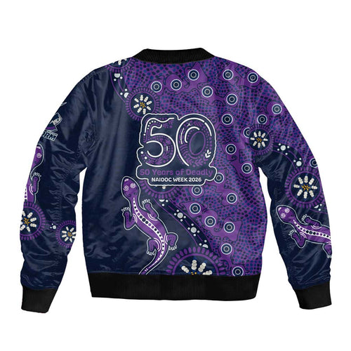 Melbourne Storm NAIDOC Week 2026 Bomber Jacket Aboriginal Lizard Dot Painting - 50 Years of Deadly