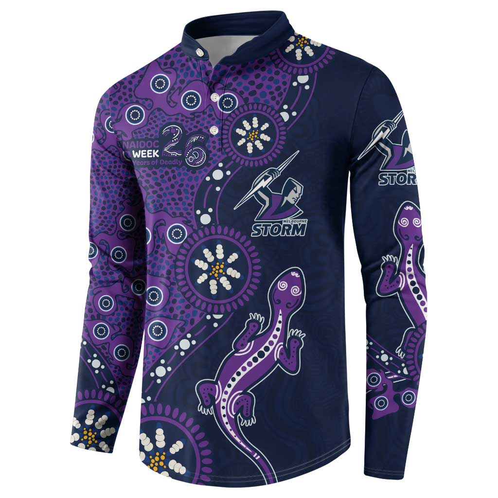 Melbourne Storm NAIDOC Week 2026 Button Sweatshirt Aboriginal Lizard Dot Painting - 50 Years of Deadly