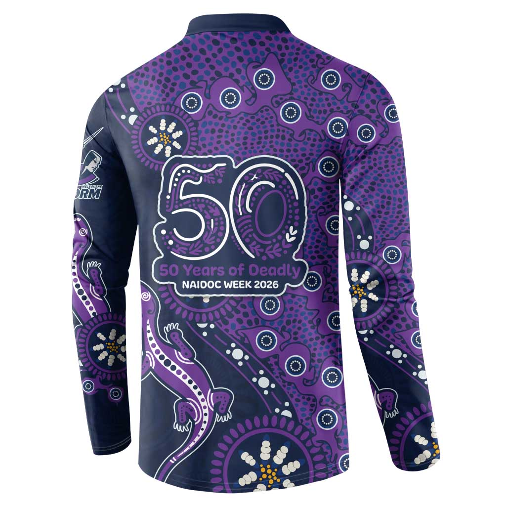 Melbourne Storm NAIDOC Week 2026 Button Sweatshirt Aboriginal Lizard Dot Painting - 50 Years of Deadly