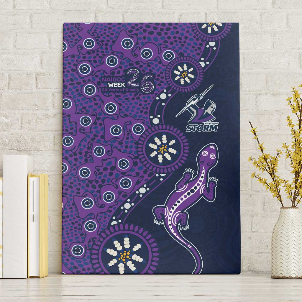 Melbourne Storm NAIDOC Week 2026 Canvas Wall Art Aboriginal Lizard Dot Painting - 50 Years of Deadly