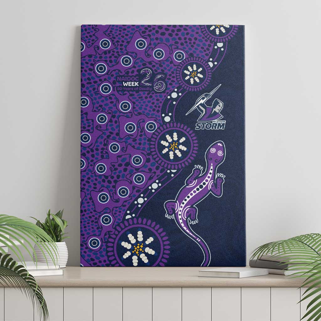 Melbourne Storm NAIDOC Week 2026 Canvas Wall Art Aboriginal Lizard Dot Painting - 50 Years of Deadly