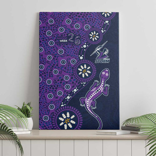 Melbourne Storm NAIDOC Week 2026 Canvas Wall Art Aboriginal Lizard Dot Painting - 50 Years of Deadly