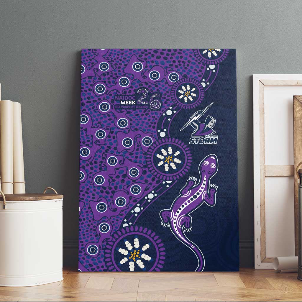 Melbourne Storm NAIDOC Week 2026 Canvas Wall Art Aboriginal Lizard Dot Painting - 50 Years of Deadly