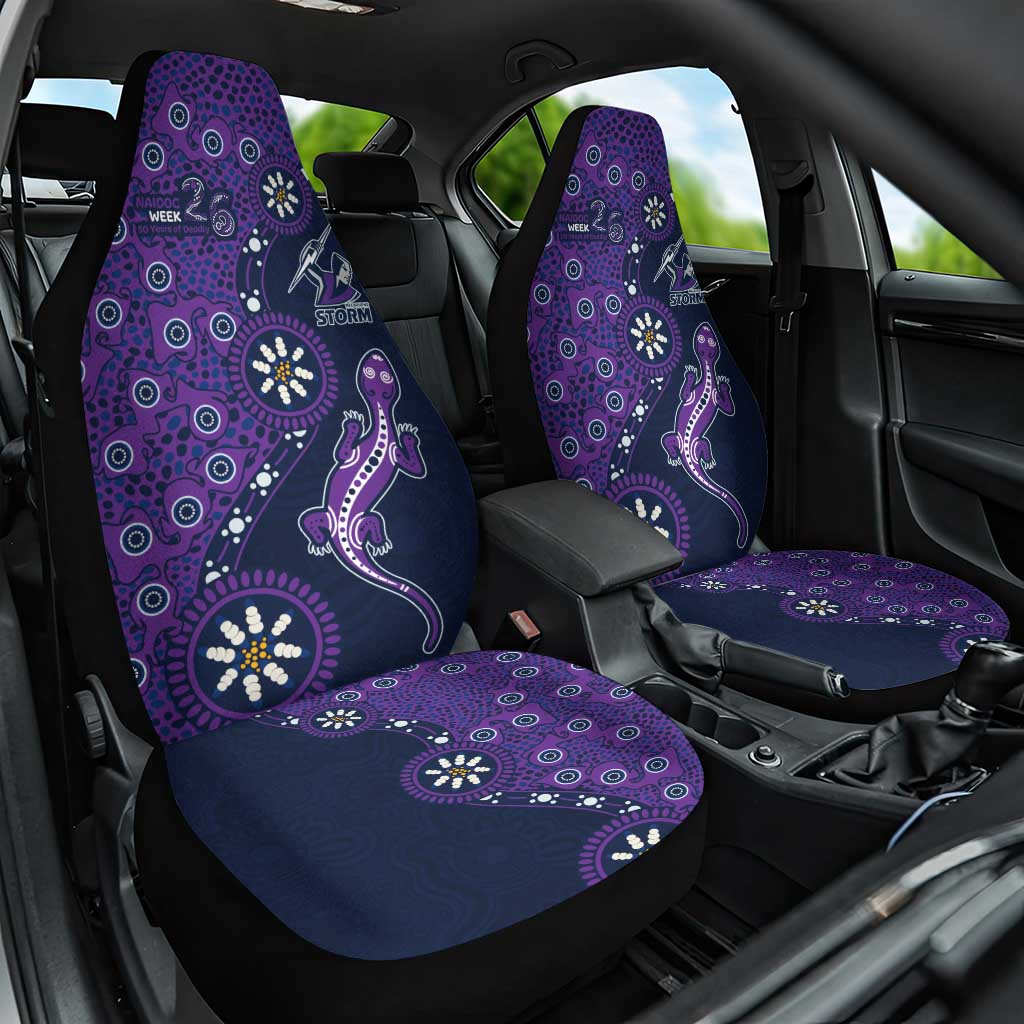 Melbourne Storm NAIDOC Week 2026 Car Seat Cover Aboriginal Lizard Dot Painting - 50 Years of Deadly