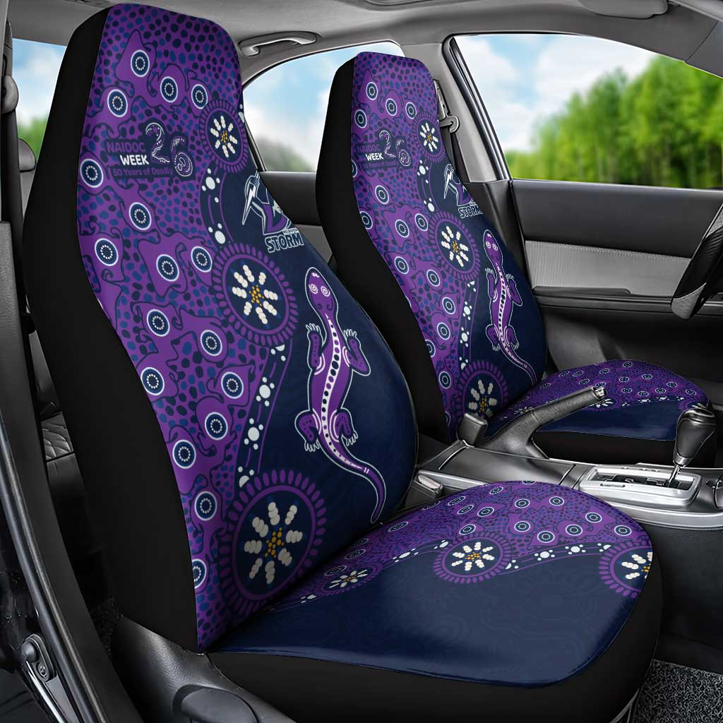 Melbourne Storm NAIDOC Week 2026 Car Seat Cover Aboriginal Lizard Dot Painting - 50 Years of Deadly