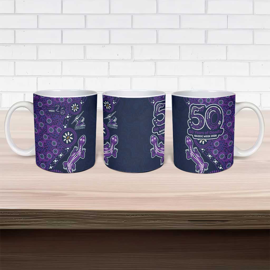 Melbourne Storm NAIDOC Week 2026 Ceramic Mug Aboriginal Lizard Dot Painting - 50 Years of Deadly