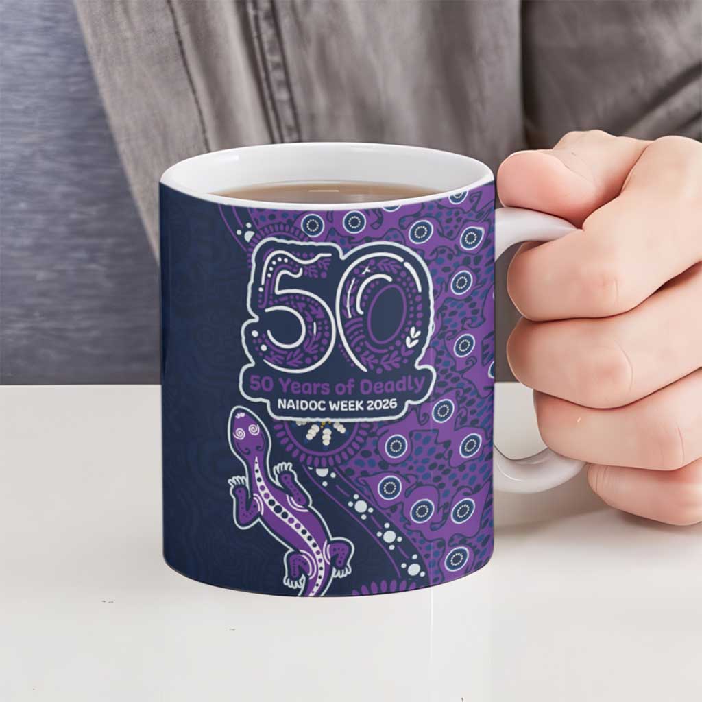Melbourne Storm NAIDOC Week 2026 Ceramic Mug Aboriginal Lizard Dot Painting - 50 Years of Deadly